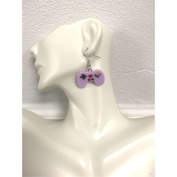 Purple Game Controller Earrings - Picture 1 of 2